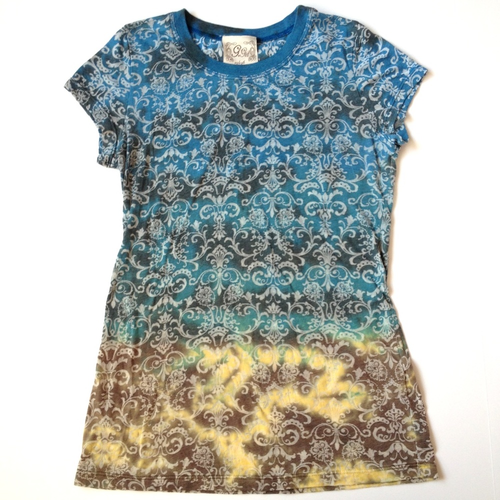 G Girl Blue Green Yellow Ombré Tee